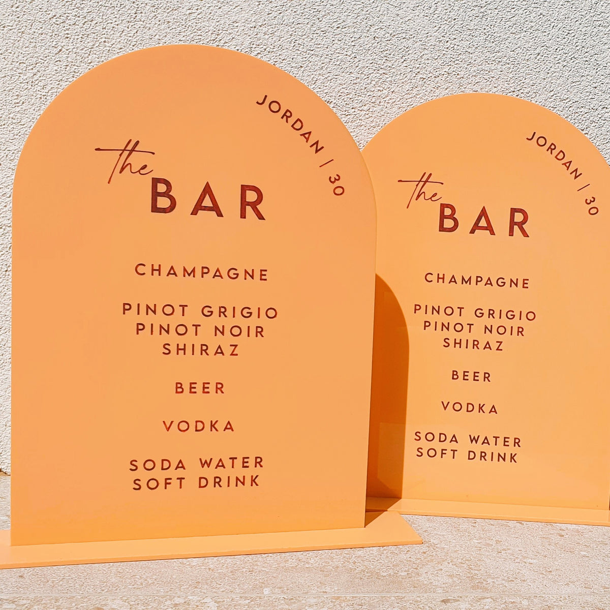 Acrylic Bar Menu