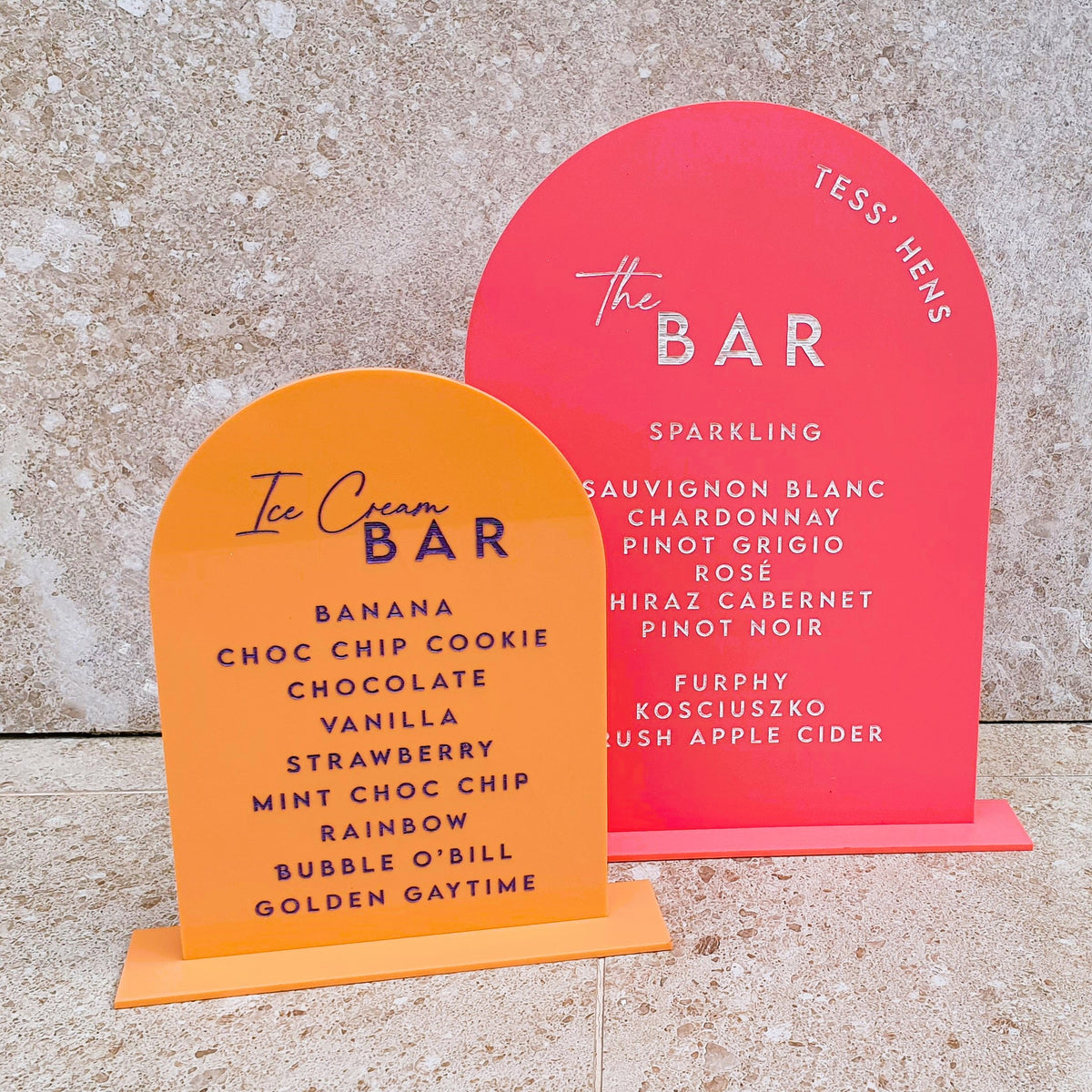 Acrylic Bar Menu