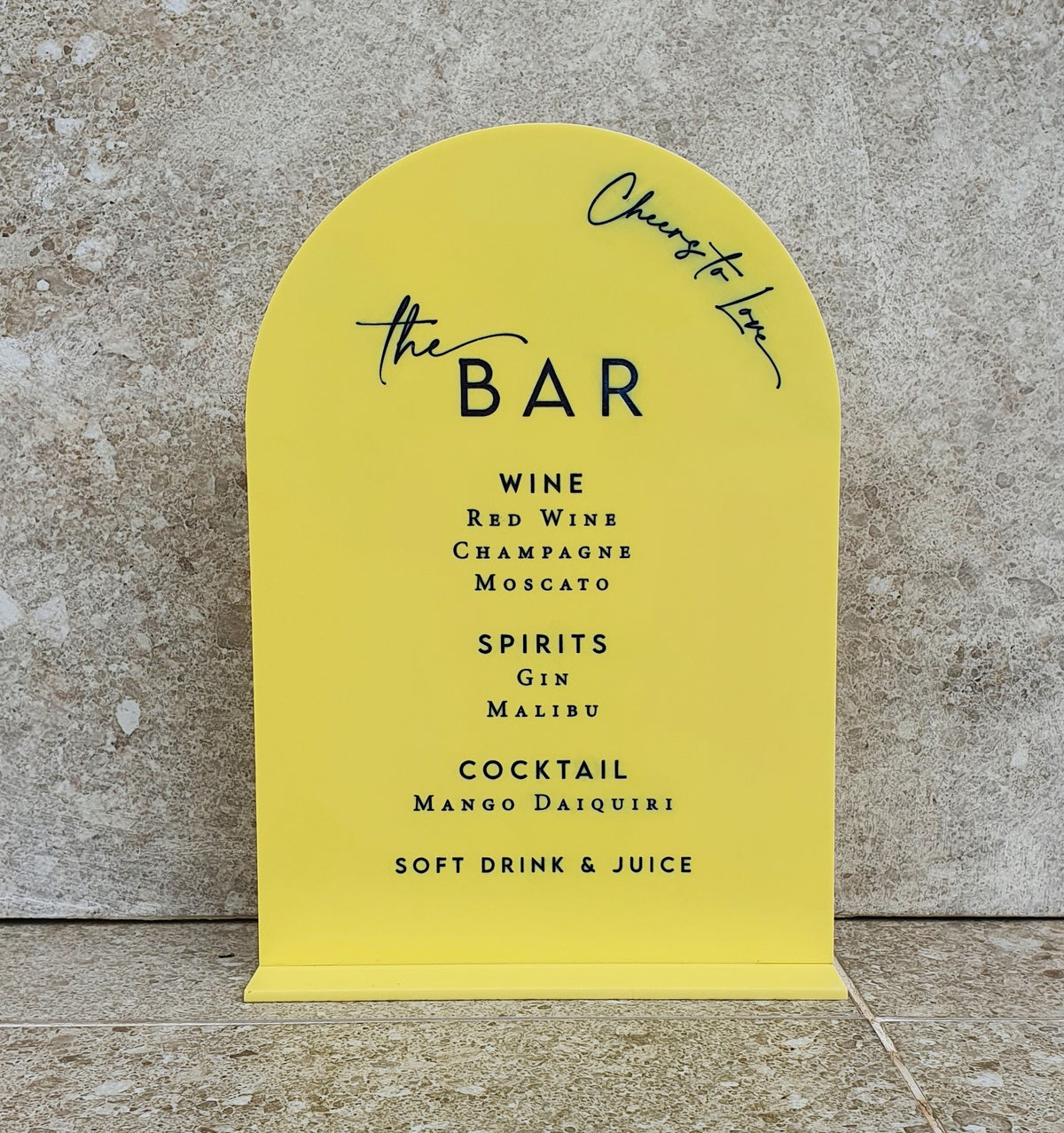 Acrylic Bar Menu