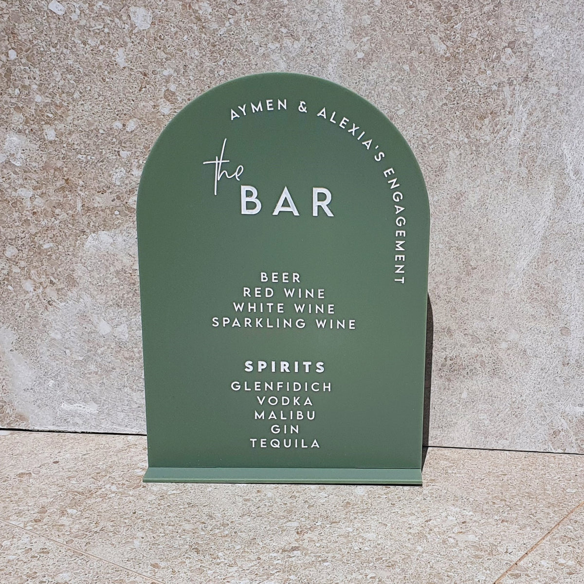 Acrylic Bar Menu