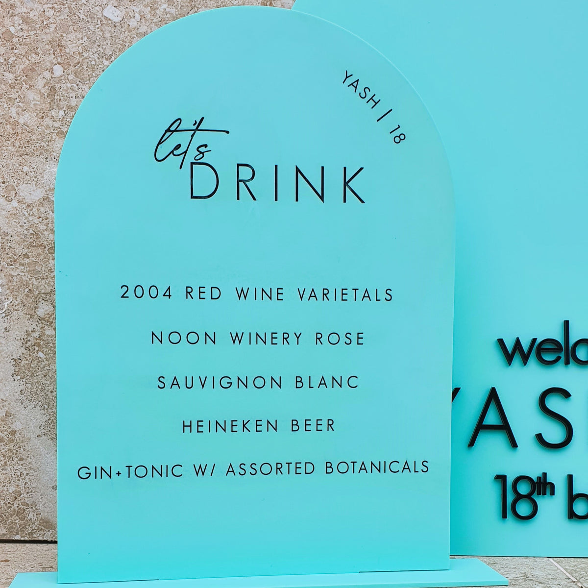 Acrylic Bar Menu