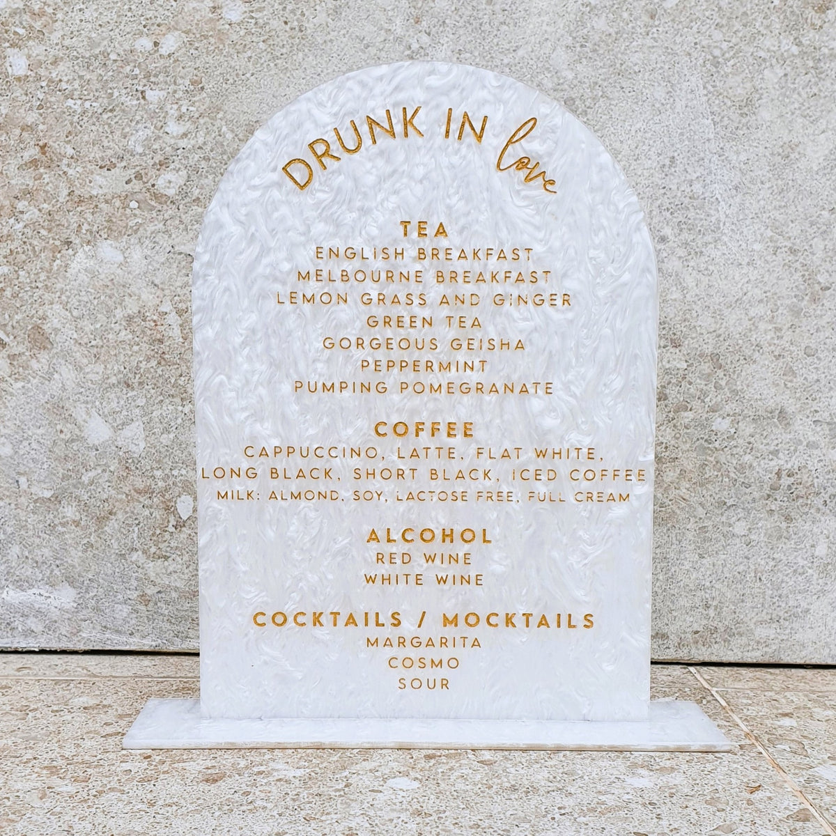 Acrylic Bar Menu