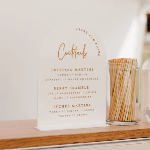 Acrylic Bar Menu