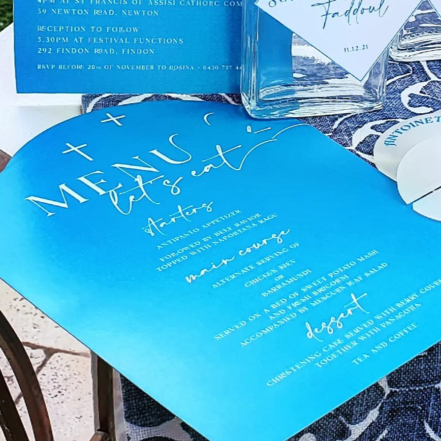 Cardstock Individual Dining or Beverage Menu