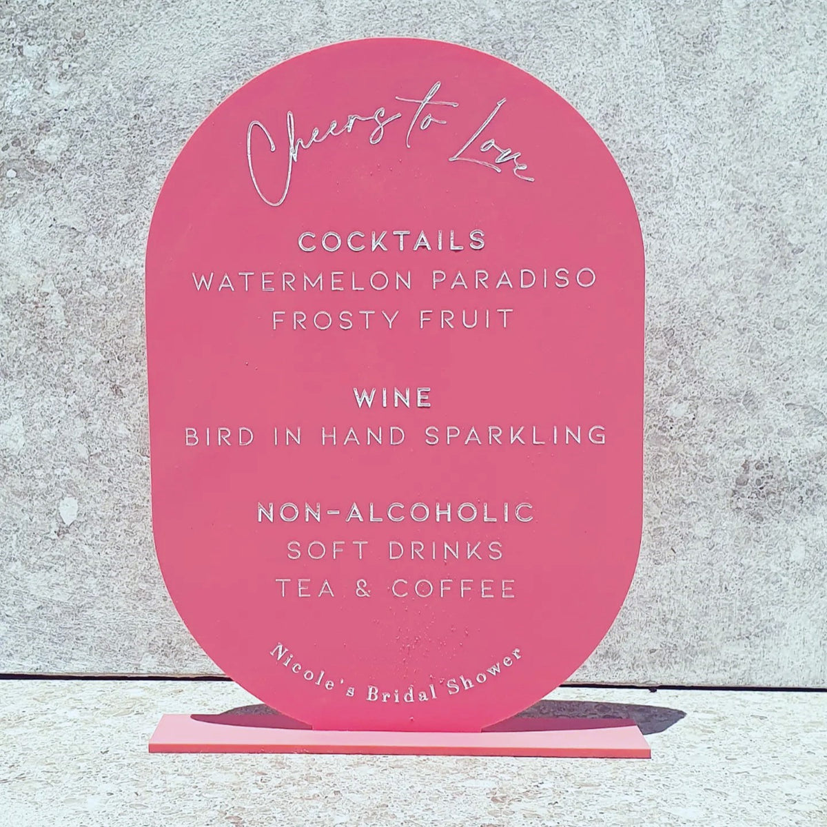 Acrylic Bar Menu