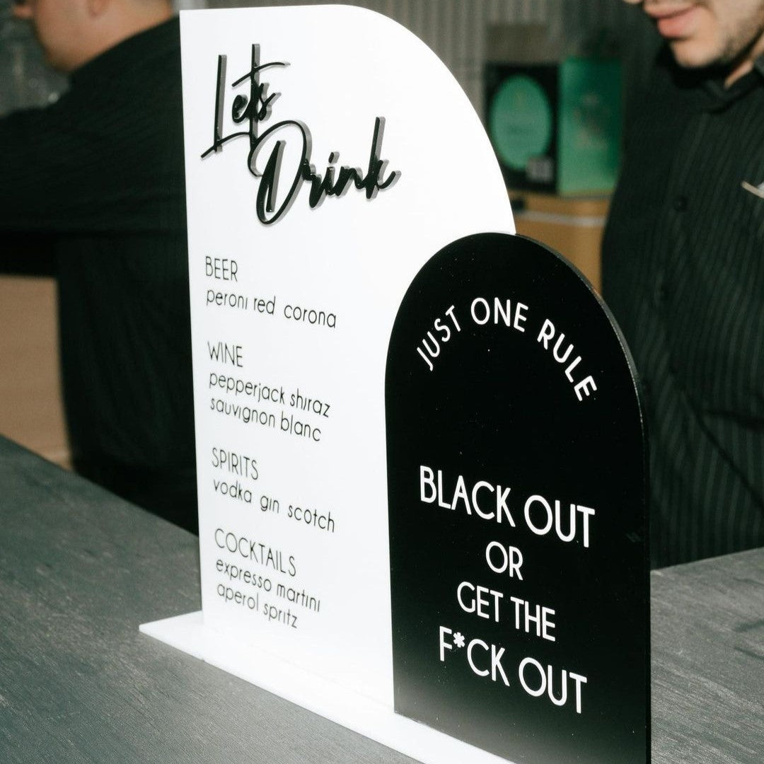 Acrylic Bar Menu